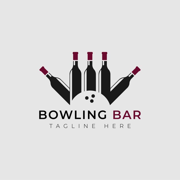 Disegno del modello del logo del club e del bar di bowling