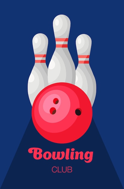 Bowling club Bowling set Vector illustration in flat style