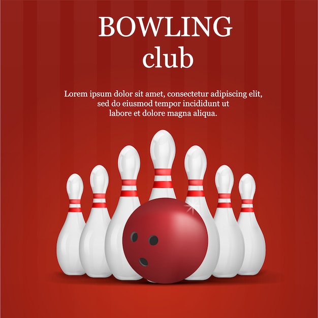 Vector bowling club concept , realistic style