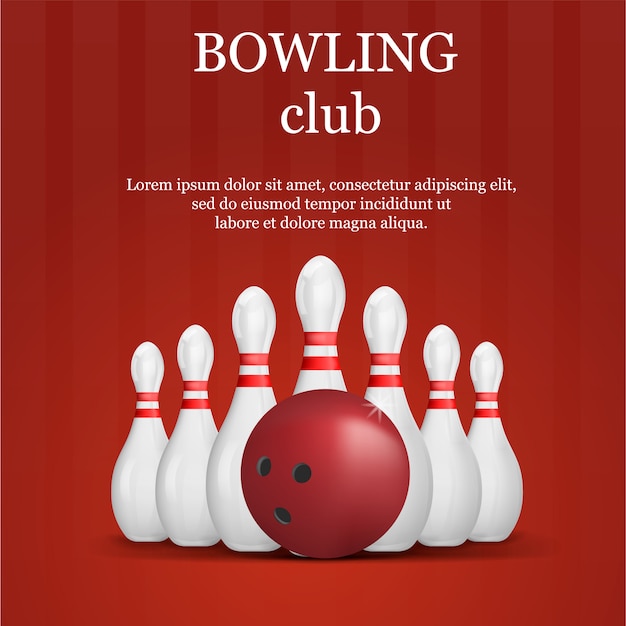 Bowling club concept, realistische stijl