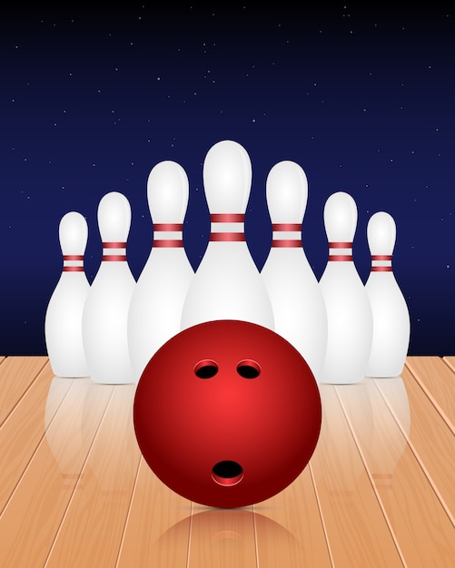 Vettore illustrazione di progettazione del club di bowling