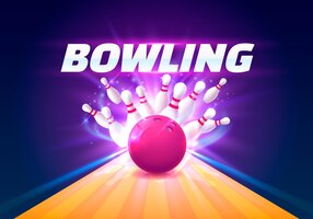 bowling club poster with the bright background. vector illustration