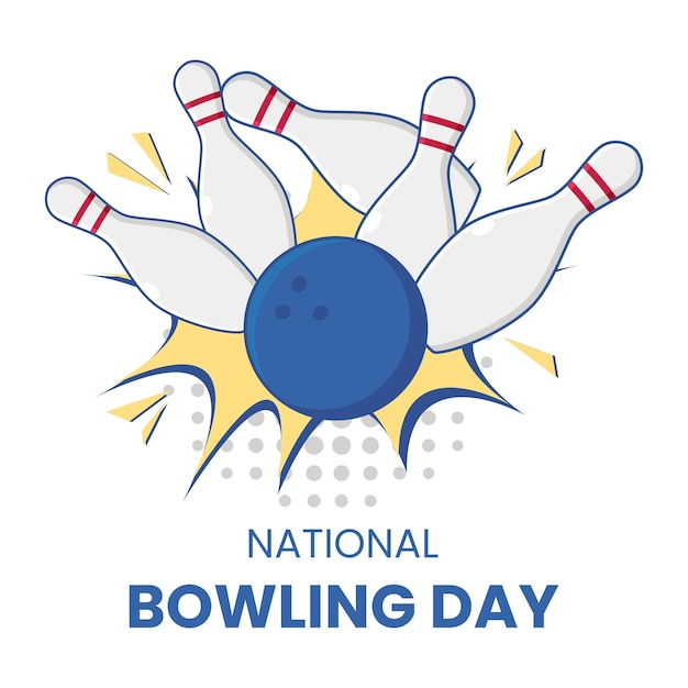 Bowling Crashing Ball Pin met Speech Bubble Achtergrond goed voor National Bowling Day