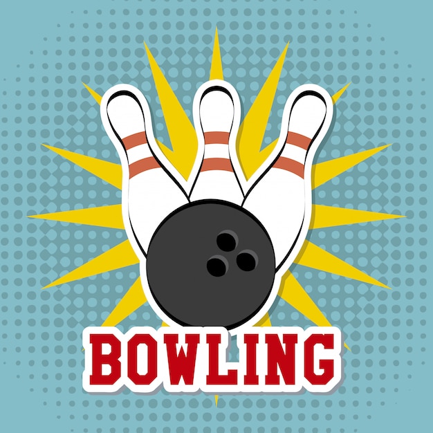 Disegno di bowling sopra illustrazione vettoriale sfondo punteggiato