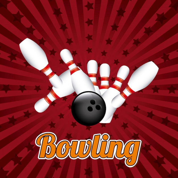 Bowling design over red background vector illustration