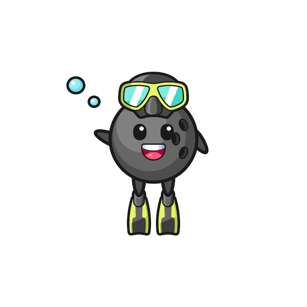 The bowling diver cartoon character cute design