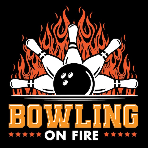 Bowling on fire vector illustration badge