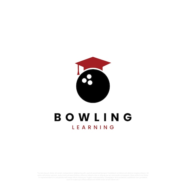 Bowling leren bowlingbal combineren met afstudeerhoed logo concept