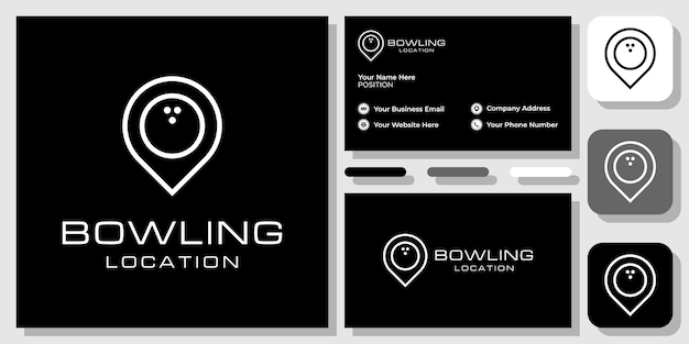 bowling location symbol combination place sports game with business card template