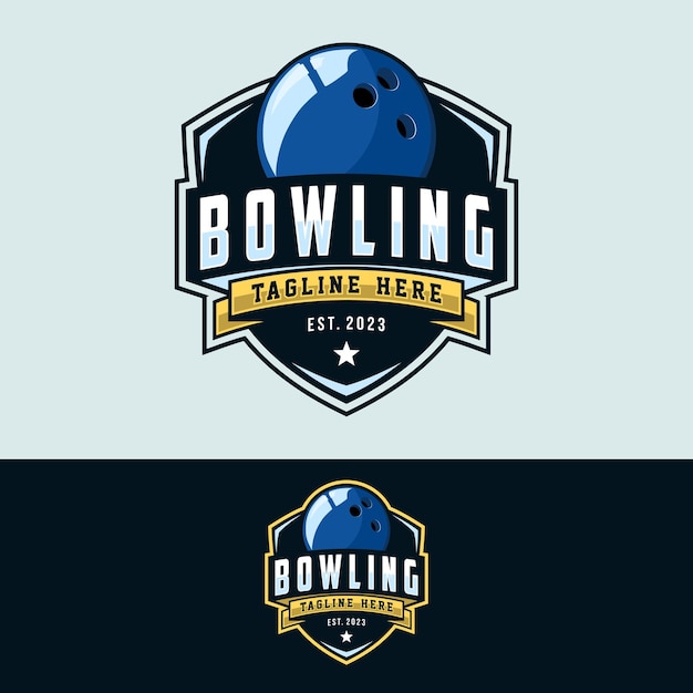 Bowling logo toernooi badge logo ontwerp vectorillustratie