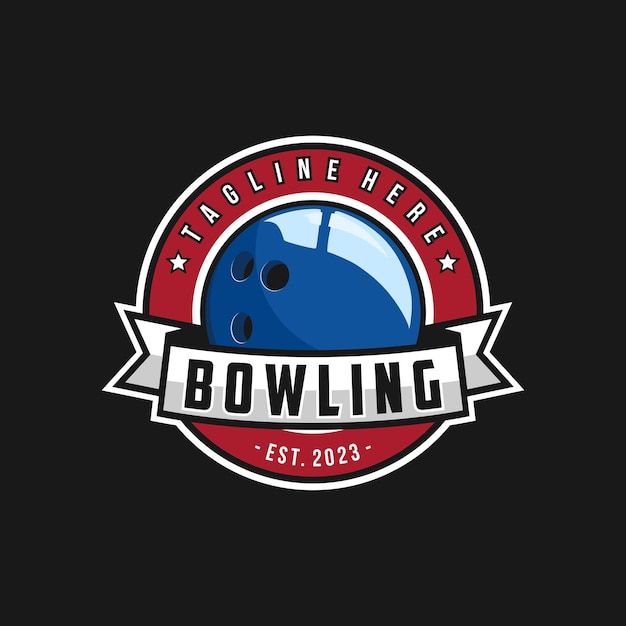 Bowling logo tournament badge logo design vector illustration