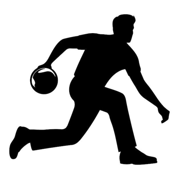Bowling man player silhouette Vector illustration