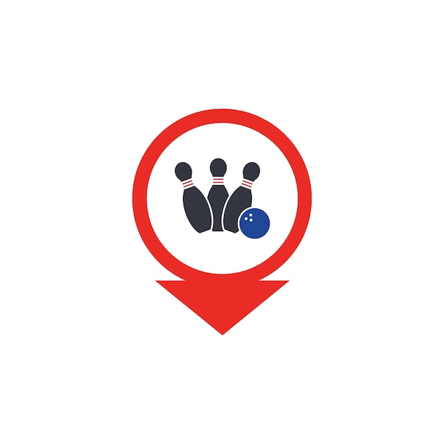 Bowling map point concept logo icons and symbol Bowling ball and pin vector illustration