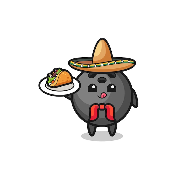 Bowling Mexican chef mascot holding a taco , cute design