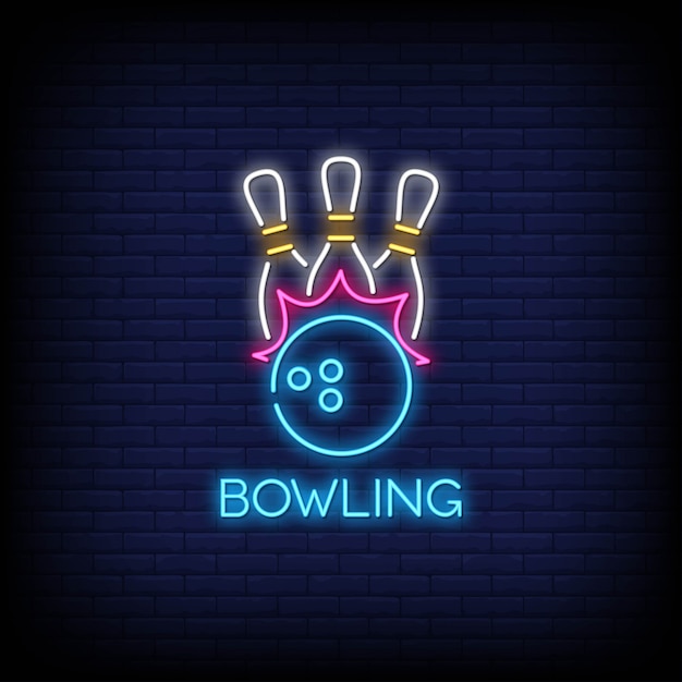 Vector bowling neon signs style