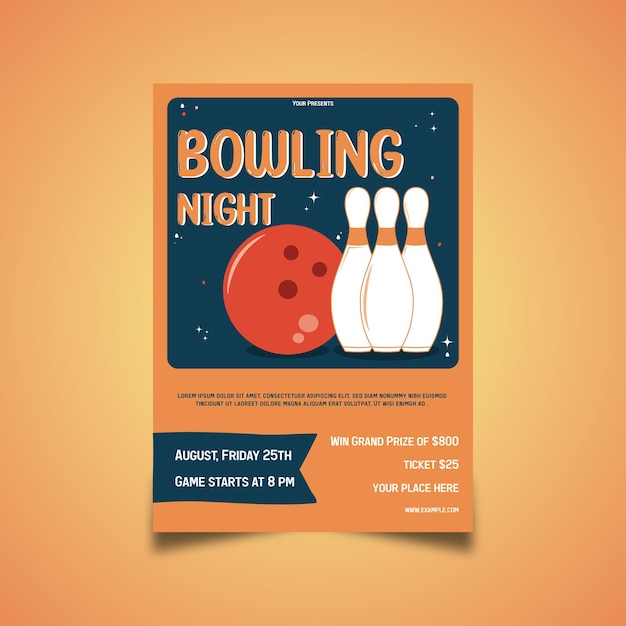 Vector bowling night flyer design