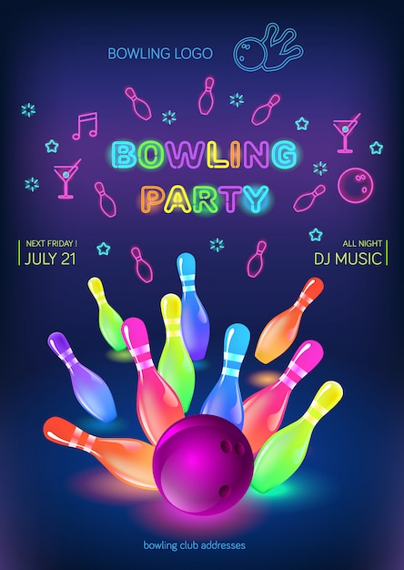 Vector bowling party flyer