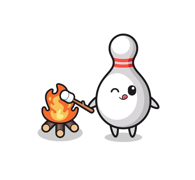 Bowling pin character is burning cute design