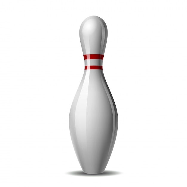 Vector bowling pin with a colored stripe  on a white background.  illustration