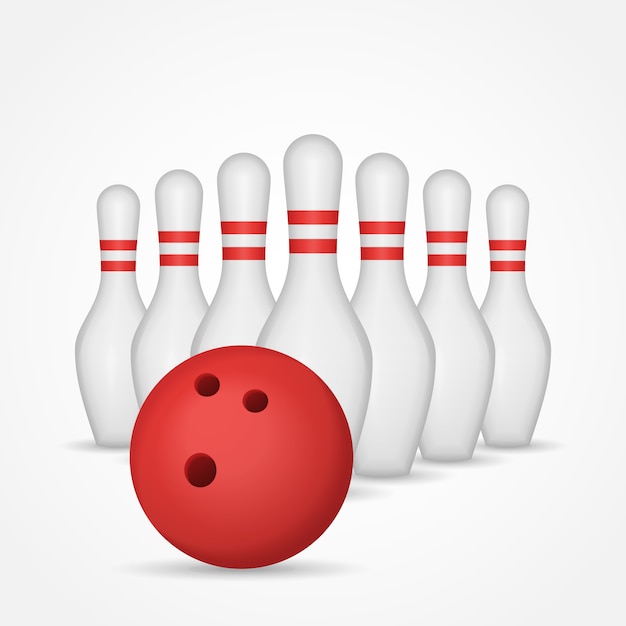 Bowling pins and ball isolated  illustration.