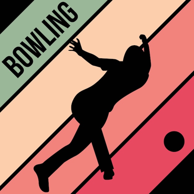 Vector bowling silhouette sport activity vector graphic