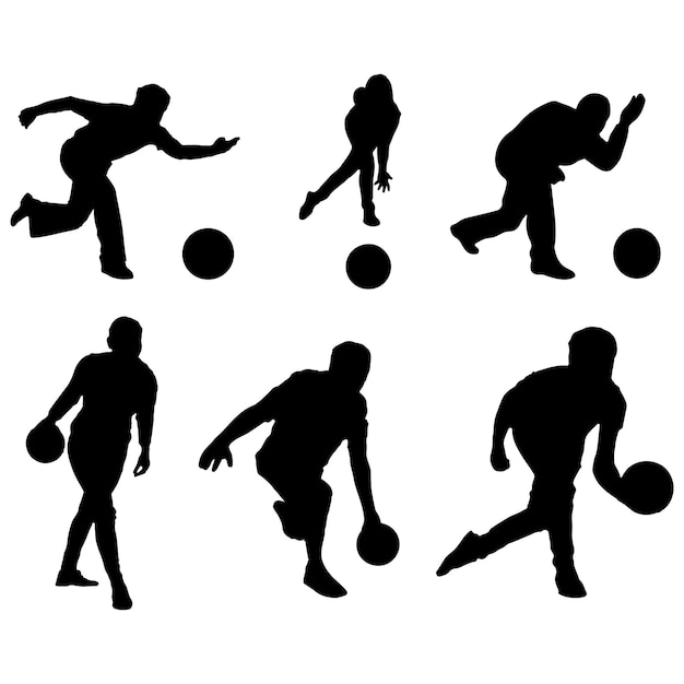 Vector bowling silhouette vector pack
