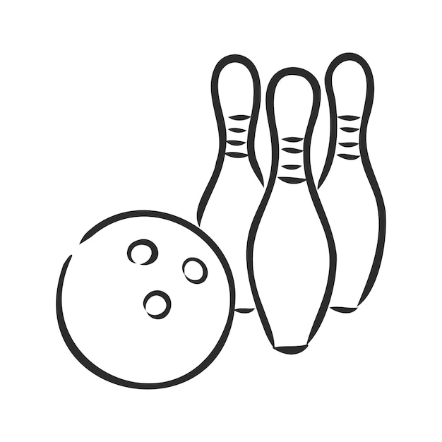 Bowling skittles and ball sketch vector illustration bowling, vector sketch illustration