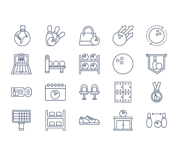 Bowling spel icon set