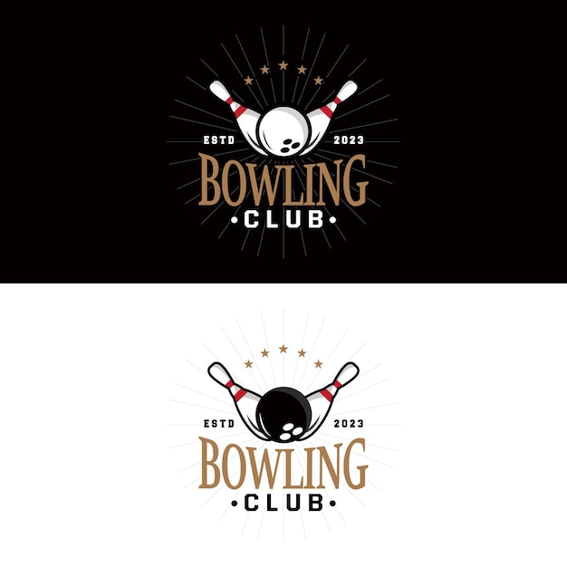 Bowling Sports Club Logo Bowling Ball And Pin Design Vector Tournament Templet Illustration