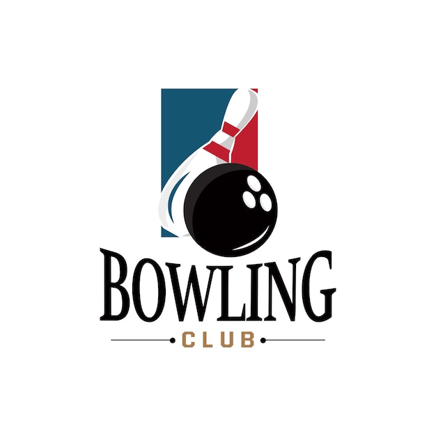 Bowling Sports Club Logo Bowling Ball And Pin Design Vector Tournament Templet Illustration