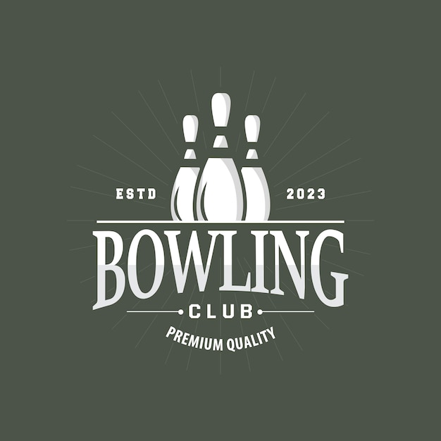 Bowling Sports Club Logo Bowling Ball And Pin Design Vector Tournament Templet Illustration