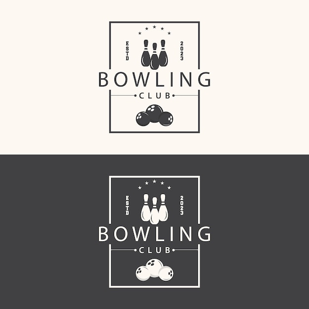 Bowling Sports Club Logo Bowling Ball And Pin Design Vector Tournament Templet Illustration