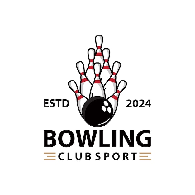 Bowling Sports Club Logo Bowling Ball And Pin Design Vector Tournament Templet Illustration