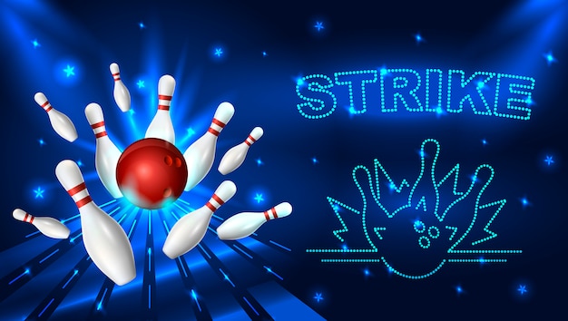 Vector bowling staking sjabloon illustratie.