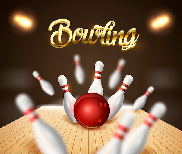 Vettore banner di sfondo di bowling strike