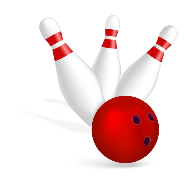 Bowling strike icon Realistic illustration of bowling strike vector icon for web design isolated on white background