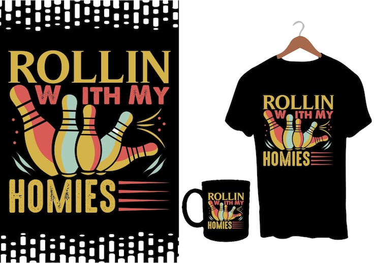 Vector bowling t shirt funny bowlers lover woman and man retro vintage strike bowling t-shirt design