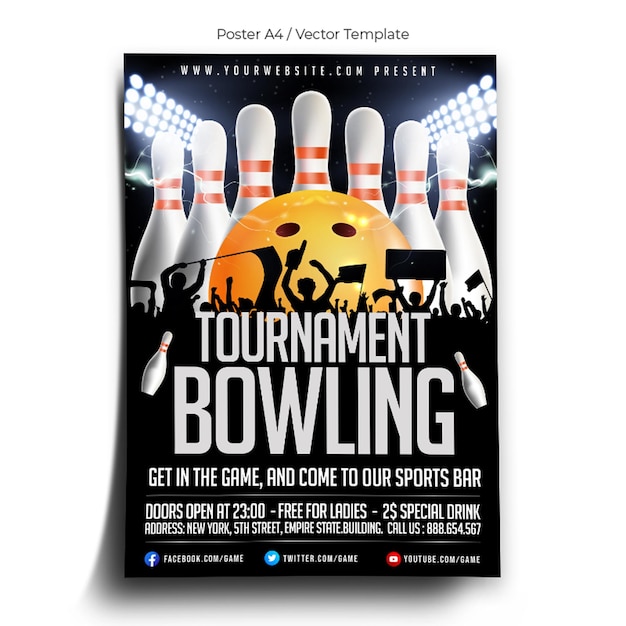 Bowling Toernooi Poster Sjabloon