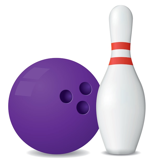 Bowlingbal en verwarmd geïsoleerd op een witte achtergrond.