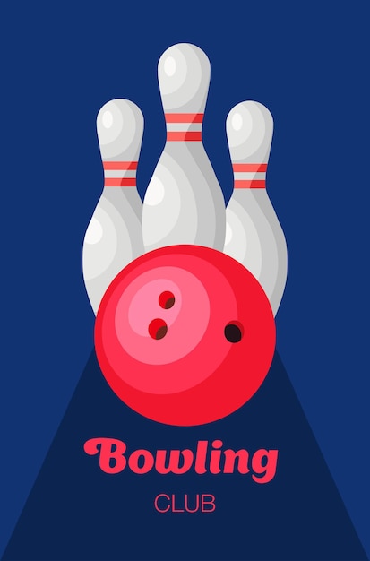 Bowlingclub bowlingset vectorillustratie in vlakke stijl
