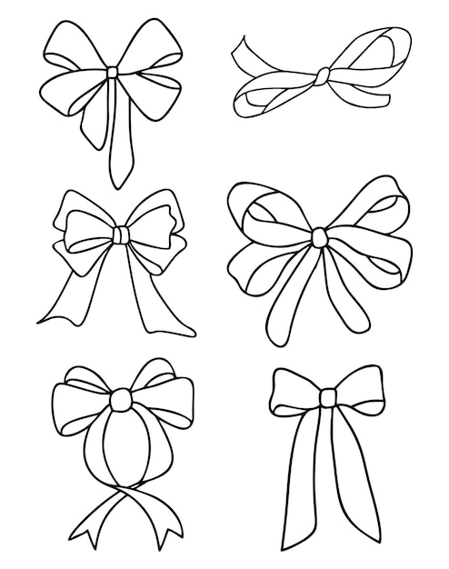 Bows Vector Clip Art, Black and White
