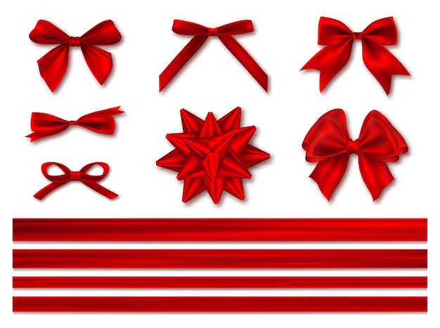 Red Ribbons Set Horizontal Red Ribbon Collection Holiday Gift Decoration  Stock Vector by ©RaZalina 546300224