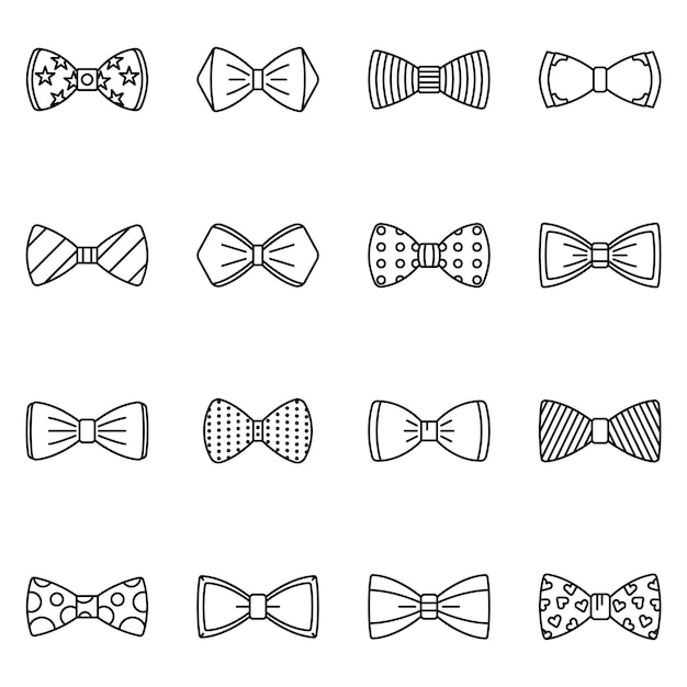 Bowtie pictogramserie. Overzichtsreeks bowtie vectorpictogrammen