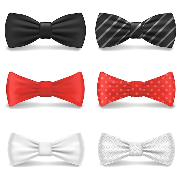 Bowtie pictogramserie. realistische reeks bowtie vectorpictogrammen voor webontwerp