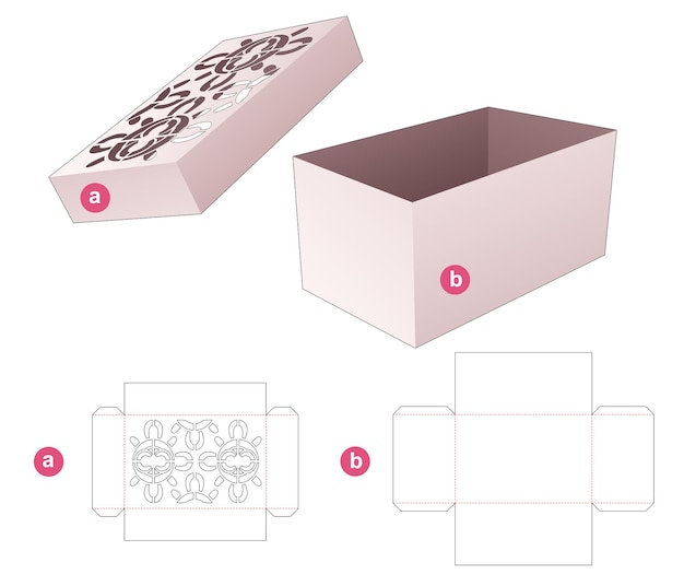 스텐실 만다라 패턴 다이 컷 템플릿이있는 상자 및 뚜껑