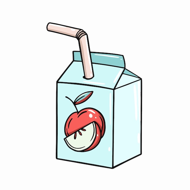 Коробка яблочного сока с трубочкой внутри.
