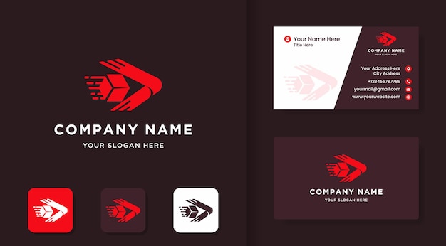 Vector box and arrow digital logo design and business card design