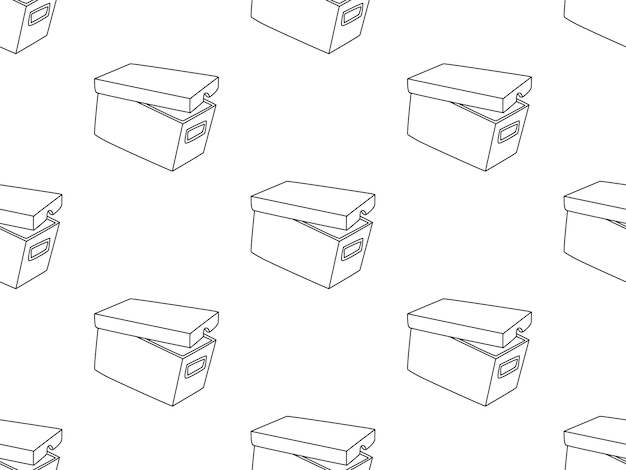 白い背景の上のボックスの漫画のキャラクターのシームレスなパターン