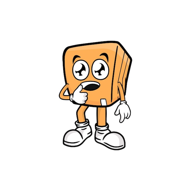 Box character cartoon mascot vector