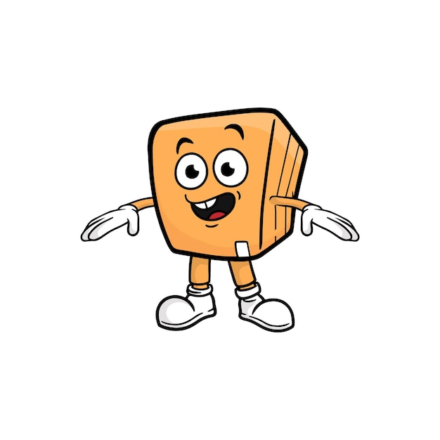 Box character cartoon mascot vector